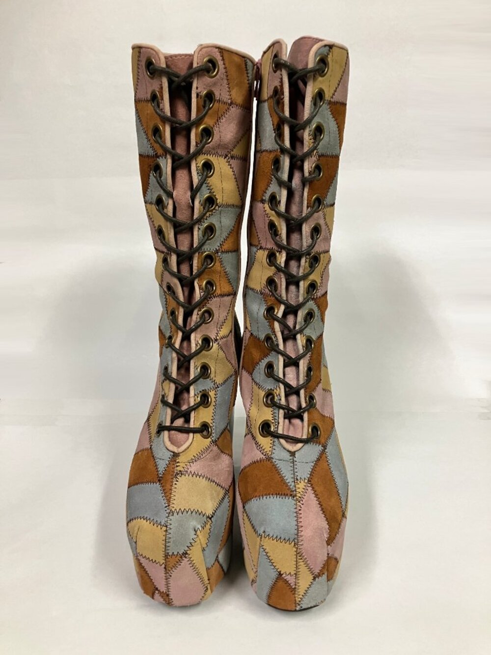 *RARE* Jeffrey Campbell PICKFORD Platform Patchwork Boots! Size 8.5, best for 8! - Picture 3 of 16